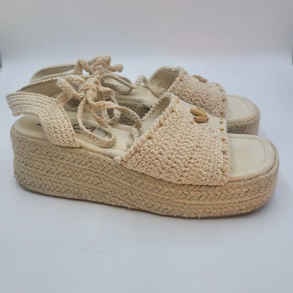 Mudd Women's Y2K Platform Espadrille Sandals Cream Approximate Size 10 Beachy - Picture 1 of 13